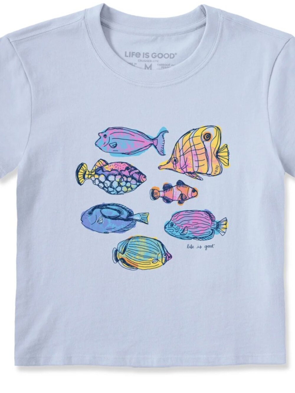 LIFE IS GOOD: WATERCOLOR TROPICAL FISH "SHRUNKEN" TEE